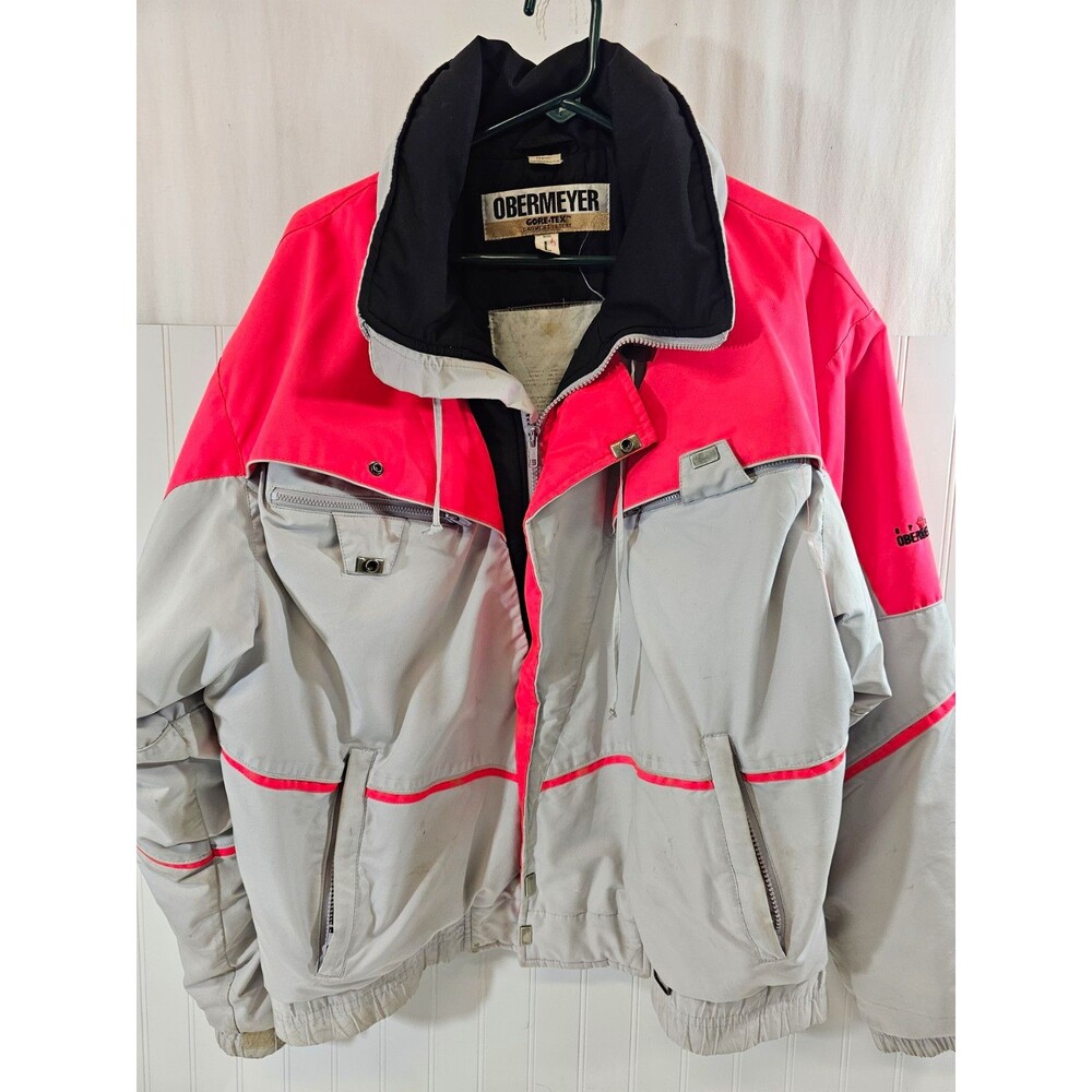 Obermeyer GORE-TEX Men’s L Ski Jacket Colorblock Hooded Full Zip Down Pockets